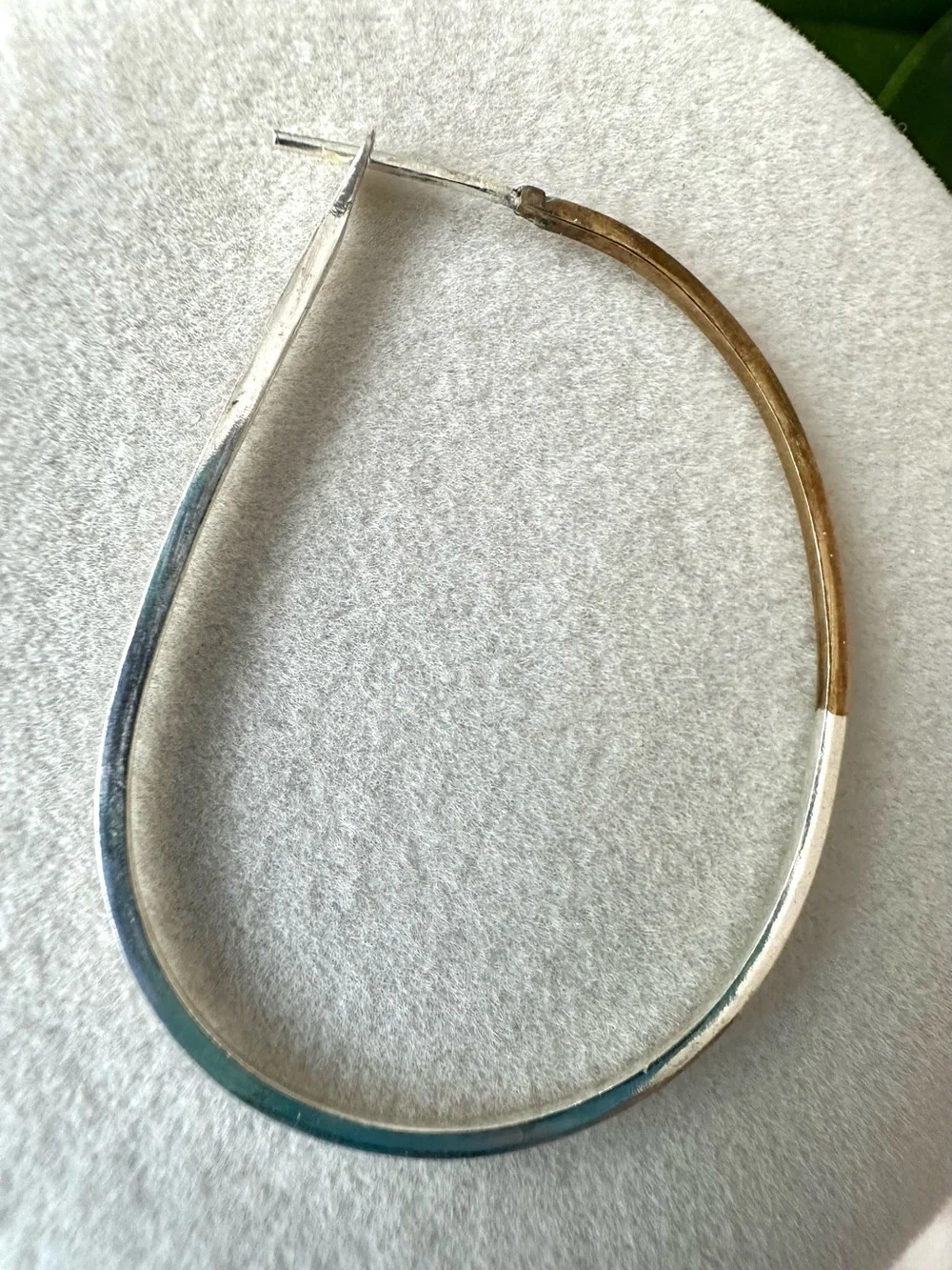 Two-Tone Teardrop Hoop Earrings Silver Gold Tone Modern Minimalist